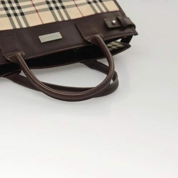 BURBERRY Nova Check Tote Bag Nylon Beige Silver Auth 126392 - Picture 8 of 16